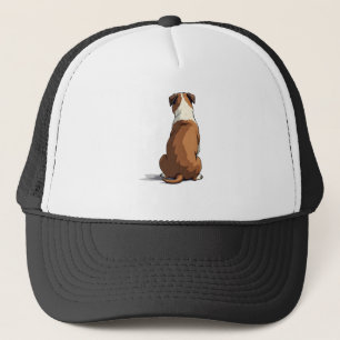 Vintage-Bulldog-Rückansicht-Illustration Hunde-Lie Truckerkappe