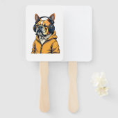 Vintage Bulldogge mit Kopfhörern trägt Hoodie Musi Fächer (Vorne und Hinten)