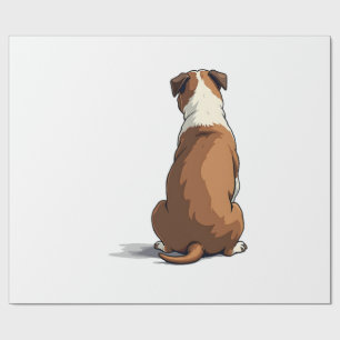 Vintage-Bulldogge-Rückansicht-Illustration Hunde-L Geschenkpapier