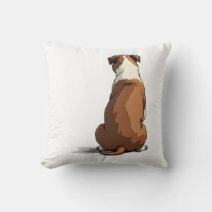 Vintage-Bulldogge-Rückansicht-Illustration Hunde-L Kissen