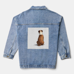 Vintage-Bulldogge-Rückansicht-Illustration Hundeli Jeansjacke