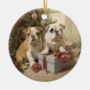 Vintage Bulldohweihe Keramik Ornament