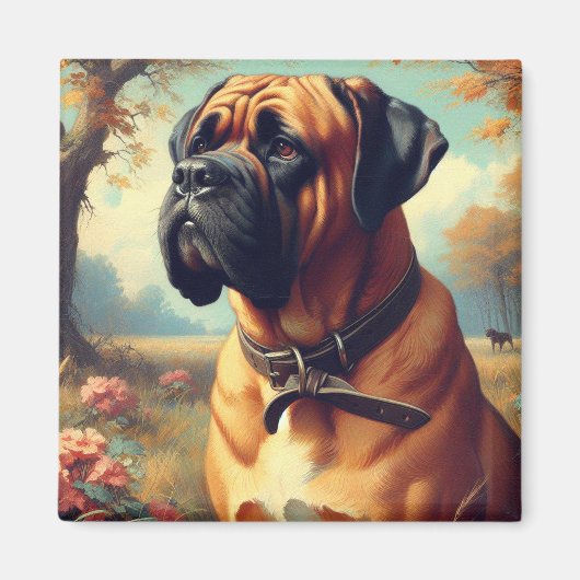 Vintage Bullmastiff-Malerei Magnet (Vorne)