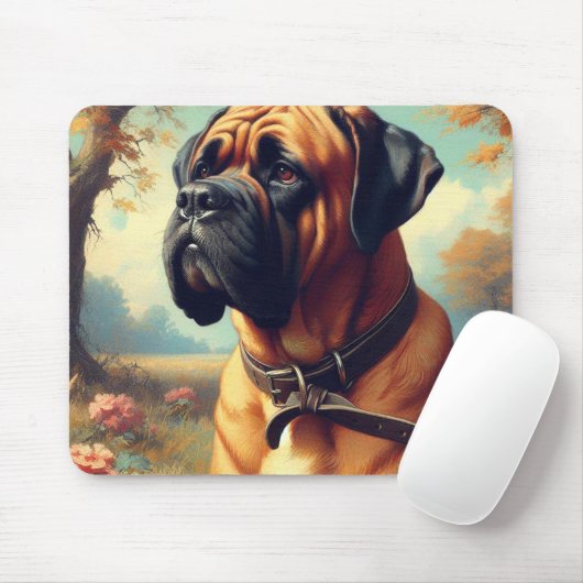 Vintage Bullmastiff-Malerei Mousepad (Mit Mouse)