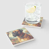 Vintage Bullmastiff-Malerei Steinuntersetzer (Seitenansicht)