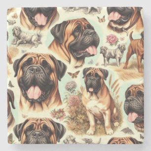 Vintage Bullmastiff Nahtlos Steinuntersetzer