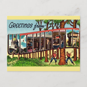 Vintage Bundesstaat Washington Postkarte