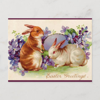 Vintage Bunnies and Lilacs Easter Greeting Postkarte