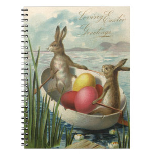 Vintage Bunnies in Boat, Liebe Ostergruß Notizblock