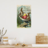 Vintage Bunnies in Boat, Liebe Ostergruß Poster (Küche)