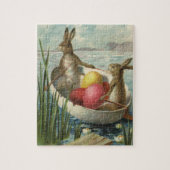 Vintage Bunnies in Boat, Liebe Ostergruß Puzzle (Vertikal)