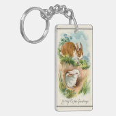 Vintage Bunnies lieben Ostern Schlüsselanhänger (Vorderseite links)