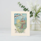 Vintage Bunnies Swing mit Ostergedicht Postkarte (Stehend Vorderseite)