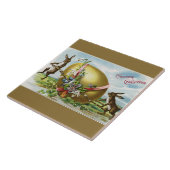 Vintage Bunnies und goldenes Ostereier Fliese (Seite)