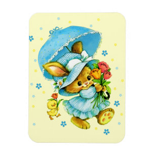 Vintage Bunny and Chick Easter Gift Magnet