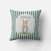 Vintage Bunny Blue Jacket Children's Name Pillow Kissen (Rückseite)