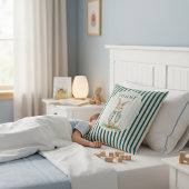 Vintage Bunny Blue Jacket Children's Name Pillow Kissen