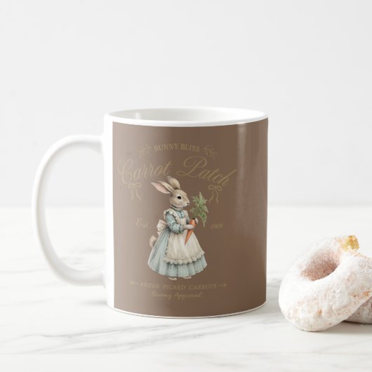 Vintage Bunny Carrot Patch  Kaffeetasse (Mit Donut)