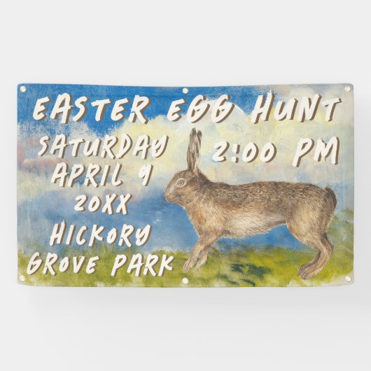 Vintage Bunny Easter Egg Hunt Banner (Horizontal)