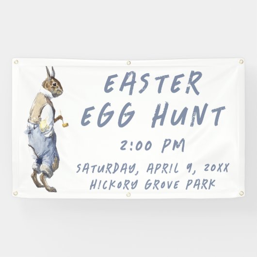 Vintage Bunny Easter Egg Hunt Banner (Horizontal)