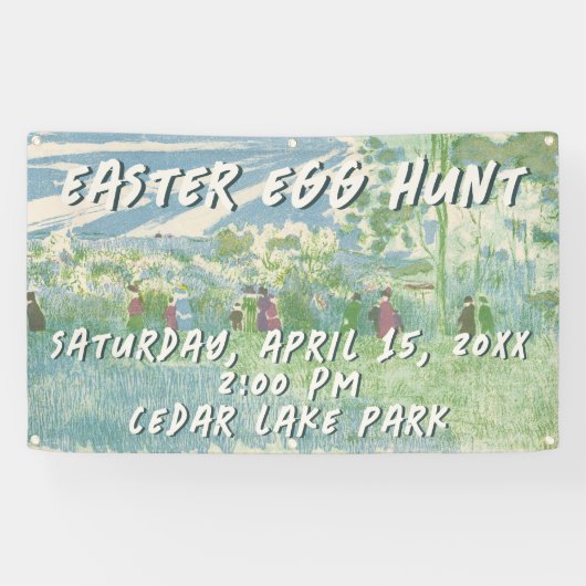 Vintage Bunny Easter Egg Hunt Banner (Horizontal)