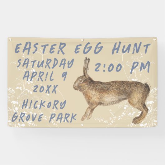 Vintage Bunny Easter Egg Hunt Banner (Horizontal)