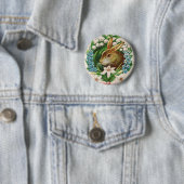 Vintage Bunny Floral Wreath Osterfeier Button (Beispiel)