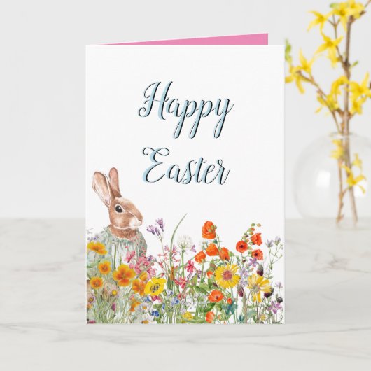 Vintage Bunny Flour Spring Ostercard Karte (Gelbe Blume)