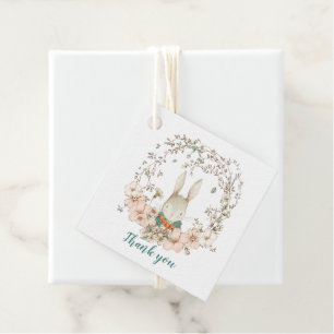 Vintage Bunny Foliage Duck Egg Blue Baby Dusche Geschenkanhänger