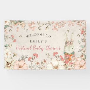 Vintage Bunny Girl Welcome Virtual Baby Dusche Banner