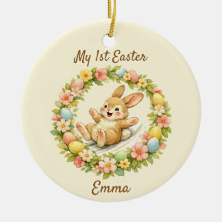 Vintage Bunny My First Easter Keramik Ornament