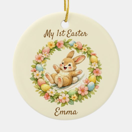 Vintage Bunny My First Easter Keramik Ornament (Vorne)