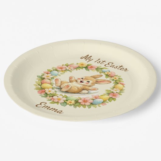 Vintage Bunny My First Easter Pappteller (Schrägansicht)