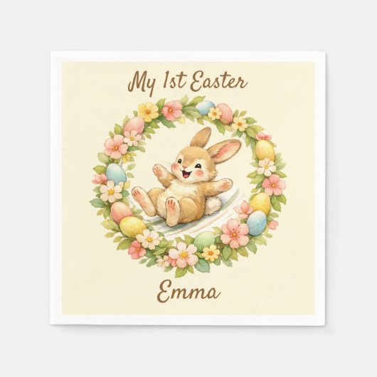 Vintage Bunny My First Easter Serviette (Vorderseite)
