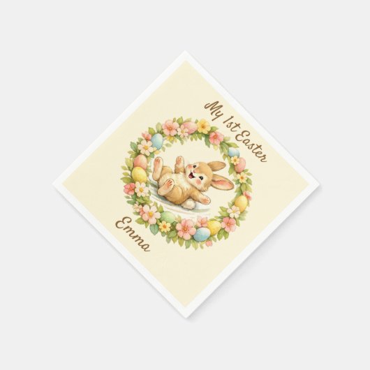 Vintage Bunny My First Easter Serviette (Ecke)