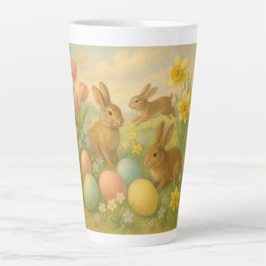 Vintage Bunny/Rabbit Easter Egg/Spring  Milchtasse (Vorderseite)