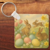 Vintage Bunny/Rabbit Easter Egg/Spring   Schlüsselanhänger (Vorderseite)