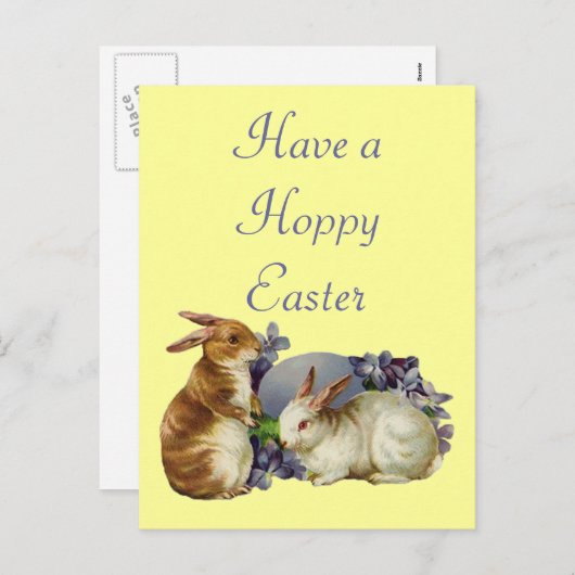 Vintage Bunny Rabbits Feiertagspostkarte (Vorne/Hinten)
