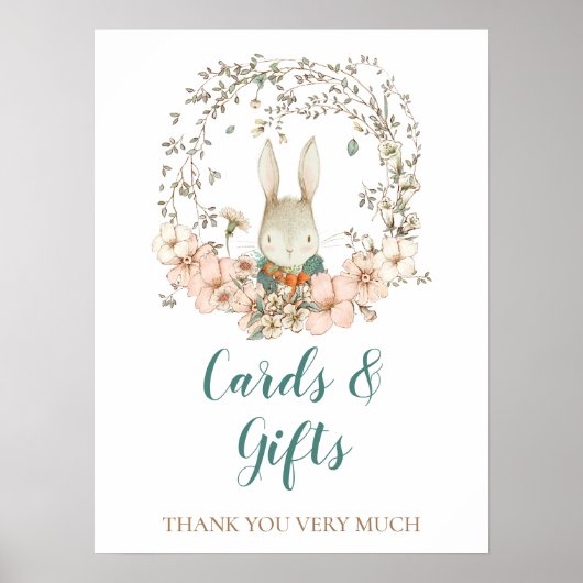 Vintage Bunny Script Babyduschkarten Geschenke Sch Poster (Vorne)