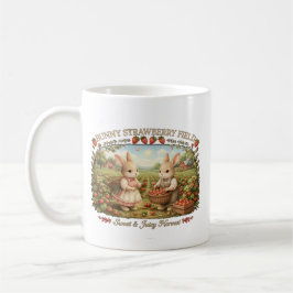 Vintage Bunny Strawberry Field Cottagecore Illustr Kaffeetasse