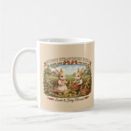 Vintage Bunny Strawberry Field Cottagecore Illustr Kaffeetasse