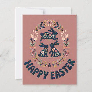 Vintage Bunny Trio Floral Easter Spring Card Feiertagskarte