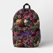 Vintage bunt blumengeschmückte mit Monogramm Bedruckter Rucksack (Vorderseite)