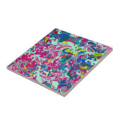 Vintage bunte abstrakte Blüte Fliese (Seite)