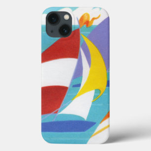 Vintage bunte abstrakte Segelboote im Wasser Case-Mate iPhone Hülle