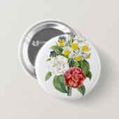 Vintage bunte botanische Blume von Redoute. Button (Vorne & Hinten)