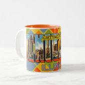 Vintage bunte Grüße von Chicago Illinois Zweifarbige Tasse (Vorderseite Links)