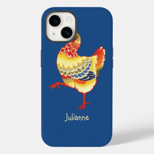 Vintage bunte Hofhühner vom Bauernhof iPhone 14 Hülle