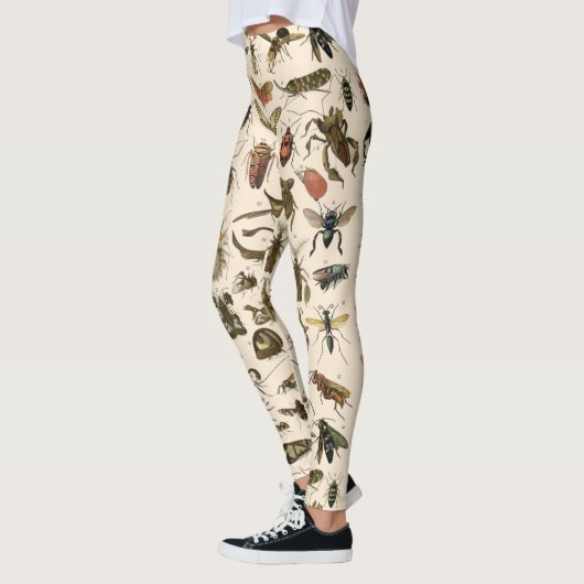 Vintage bunte Insekten-Entomologie-Taxonomie Leggings (Links)