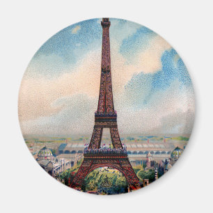 Vintage bunte Malerei von Eiffel-Turm Magnet